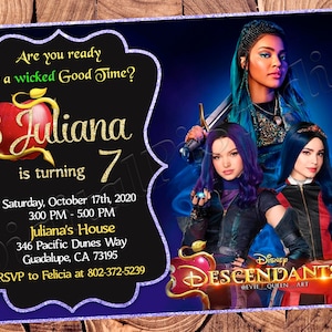 Faire-part des descendants Faire-part d'anniversaire des descendants Descendants fête des descendants Fichier numérique Descendants Fichier imprimable