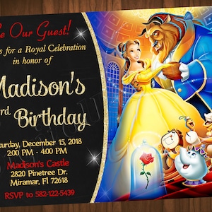 Beauty and the Beast Invitation Beauty and the Beast Birthday Invitation Beauty and the Beast Party Digital File Printable File