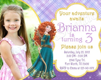 Brave Invitation Brave Birthday Invitation Princess Brave Party Brave Invite Brave Digital Card Merida Invitation
