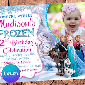 Convite Frozen Convite Frozen Aniversário Festa Frozen Convites Frozen Convite Editável Frozen Convite Digital Frozen
