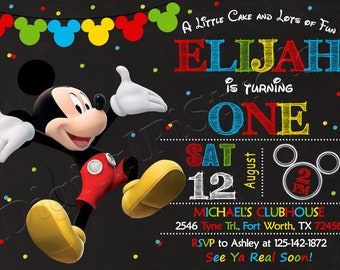 Mickey Mouse Invitation Mickey Mouse Birthday Invitation Mickey Mouse Party Mickey Mouse Digital File Mickey Mouse Printable File
