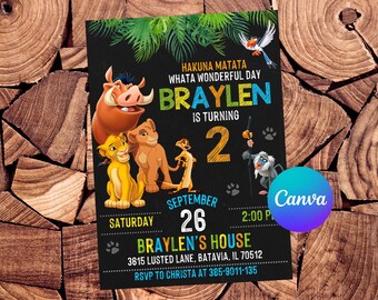 Lion King Invitation Lion King Birthday Invitation Lion King Party Lion King Editable Invitation Lion King Digital Printable File