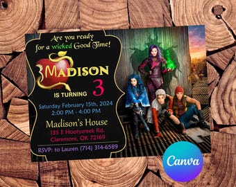 Descendants Invitation Descendants Birthday Invitation Descendants Party Descendants Editable Invitation Descendants Digital Printable File