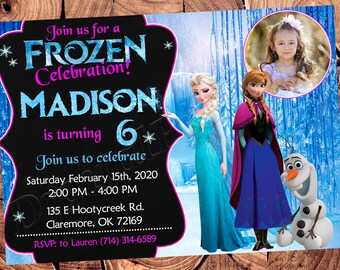 Invitación de Frozen, invitación de cumpleaños de Frozen, invitación para fiesta de Frozen, invitaciones de Frozen, archivo digital imprimible de Frozen