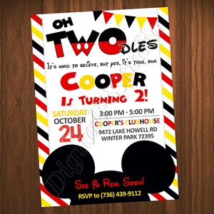 Oh Twodles Invitation Mickey Mouse Invitation Oh Twodles Birthday Invitation Mickey Mouse Birthday Oh Twodles Party Mickey Mouse Party