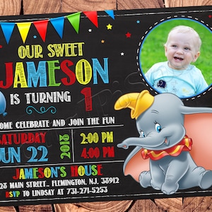 Dumbo-Einladung Baby Dumbo Geburtstagseinladung Baby Dumbo Party Dumbo einladen Dumbo-Zirkus-Einladung Dumbo Digital