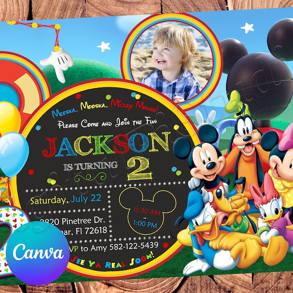 Mickey Mouse Invitation Mickey Mouse Clubhouse Birthday Invitation Mickey Mouse Party Mickey Mouse Editable Invitation Mickey Mouse Digital