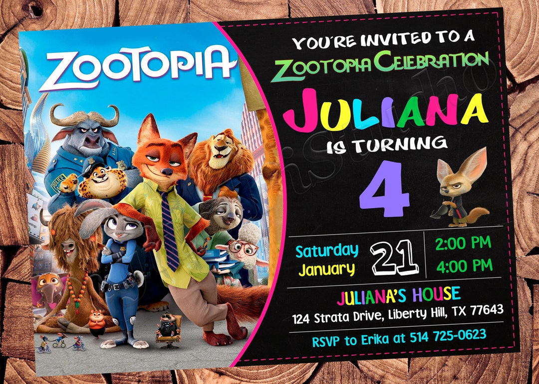 Zootopia Invitation Zootopia Birthday Invitation Zootopia Party