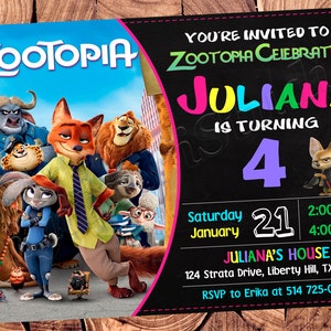 Zootopia-uitnodiging Zootopia-verjaardagsuitnodiging Zootopia-feest Zootopia-uitnodiging Zootopia digitale Zootopia-kaart!