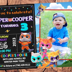 Invitation Super chatons Anniversaire Super chatons Fête Super chatons Invitation Super chatons Invitation Super chatons Carte Super chatons
