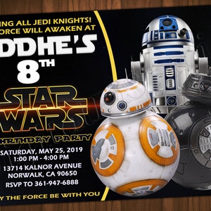 Star Wars Invitation BB8 Invitation Star Wars Birthday BB8 Birthday Star Wars Party BB8 Party Star Wars Invite BB8 Invite Star Wars Card