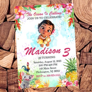 Baby Moana einladen Baby Moana Geburtstagseinladung Baby Moana Party Baby Moana einladen Baby Moana einlädt