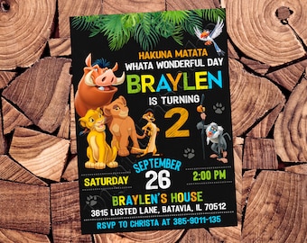 ライオンキング招待状、ライオンキング誕生日パーティー招待状