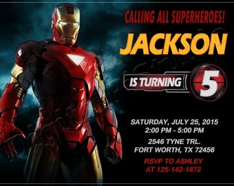 Iron Man Invitation IronMan Invitation Iron Man Birthday Invitation IronMan Birthday Iron Man Party IronMan Party Iron Man Invite