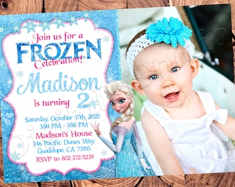 Invitación de Frozen, invitación de cumpleaños de Frozen, invitación para fiesta de Frozen, invitaciones de Frozen, archivo digital imprimible de Frozen