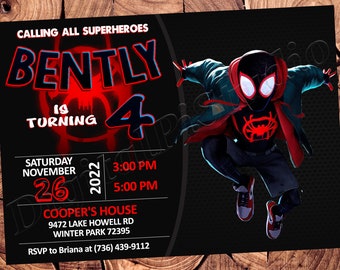 Invitación de Spider Verse Fiesta de cumpleaños de Spider Verse Fiesta de Spider Verse Invitación de Spider Verse Tarjeta digital de Spider Verse