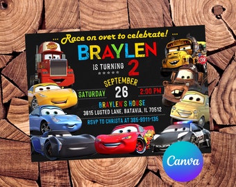 Cars Invitation Cars Birthday Invitation McQueen Party Cars Editable Invitation Cars Invites Cars Digital Printable File