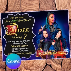 Descendants Invitation Descendants Birthday Invitation Descendants Party Descendants Editable Invitation Descendants Digital Printable File