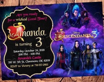 Descendants Invitation Descendants Birthday Invitation Descendants Party Descendants Digital File Descendants Printable File
