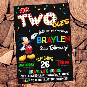 Oh Twodles Invitation Mickey Mouse Invitation Oh Twodles Birthday Invitation Mickey Mouse Birthday Oh Twodles Party Mickey Mouse Party