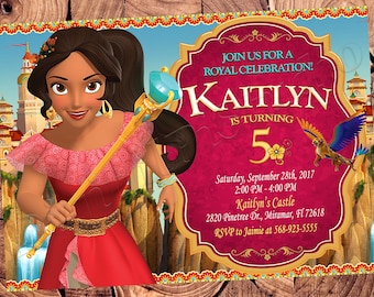 Elena of Avalor-uitnodiging Elena-uitnodiging Elena of Avalor-verjaardag prinses Elena-verjaardagsuitnodiging Elena of Avalor-feestje