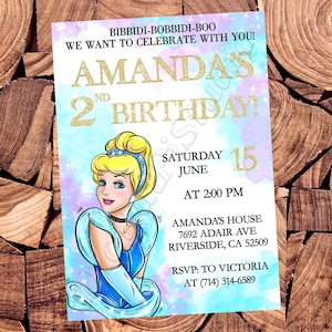 Invitation Cendrillon Invitation princesse Cendrillon Anniversaire princesse Cendrillon Fête princesse Cendrillon Invitation Cendrillon
