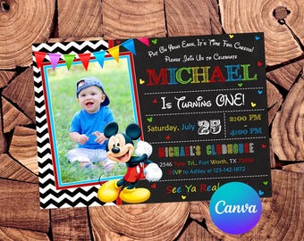 Mickey Mouse Invitation Mickey Mouse Birthday Invitation Mickey Mouse Party Mickey Mouse Editable Invitation Mickey Mouse Digital Card