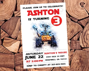 Wall E Invitation Wall E Birthday Invitation Wall E Party Wall E Invites Wall E Card Wall E Invite Wall E Digital Card