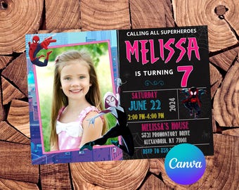 Spider Verse Invitation Spiderman Invitation Spider Verse Birthday Invitation Spider Verse Party Spider Verse Invites Editable Invitation
