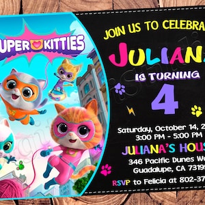 Invitation Super chatons Anniversaire Super chatons Fête Super chatons Invitation Super chatons Invitation Super chatons Carte Super chatons
