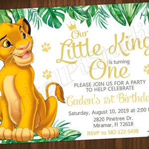Invitation du roi lion Invitation d'anniversaire du roi lion Fête du roi lion Le roi lion inviter le roi lion fichier numérique fichier imprimable du roi lion