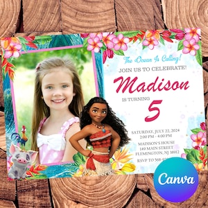 Convite Moana Convite de Aniversário Moana Festa Moana Convite Editável Moana Cartão Digital