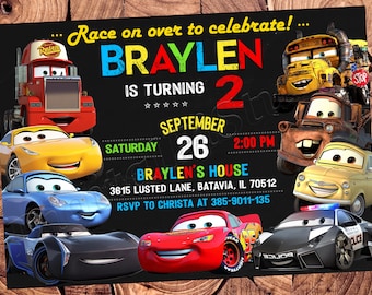 Cars Invitation Cars Birthday Invitation Cars Party Cars Invite Cars Invites Cars Digital Printable Card