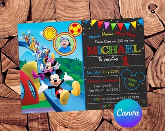 Mickey Mouse Invitation Mickey Mouse Clubhouse Birthday Invitation Mickey Mouse Party Mickey Mouse Editable Invitation Mickey Mouse Digital