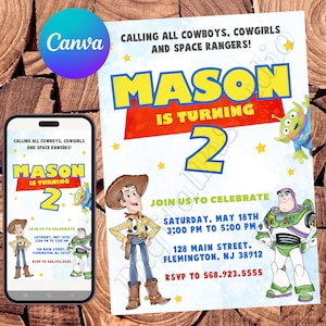 Toy Story Invitation Toy Story Birthday Invitation Buzz Lightyear Invitation Toy Story Watercolor Toy Story Editable Invitation