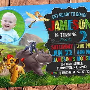 The Lion Guard-uitnodiging Lion King-uitnodiging The Lion Guard-verjaardagsuitnodiging The Lion Guard-feest Lion King-verjaardag Lion King-feest!
