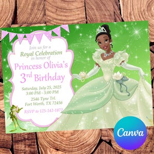 Tiana Invitation Princess Tiana Birthday Invitation Tiana Party Tiana Digital Invitation Tiana Editable Invitation
