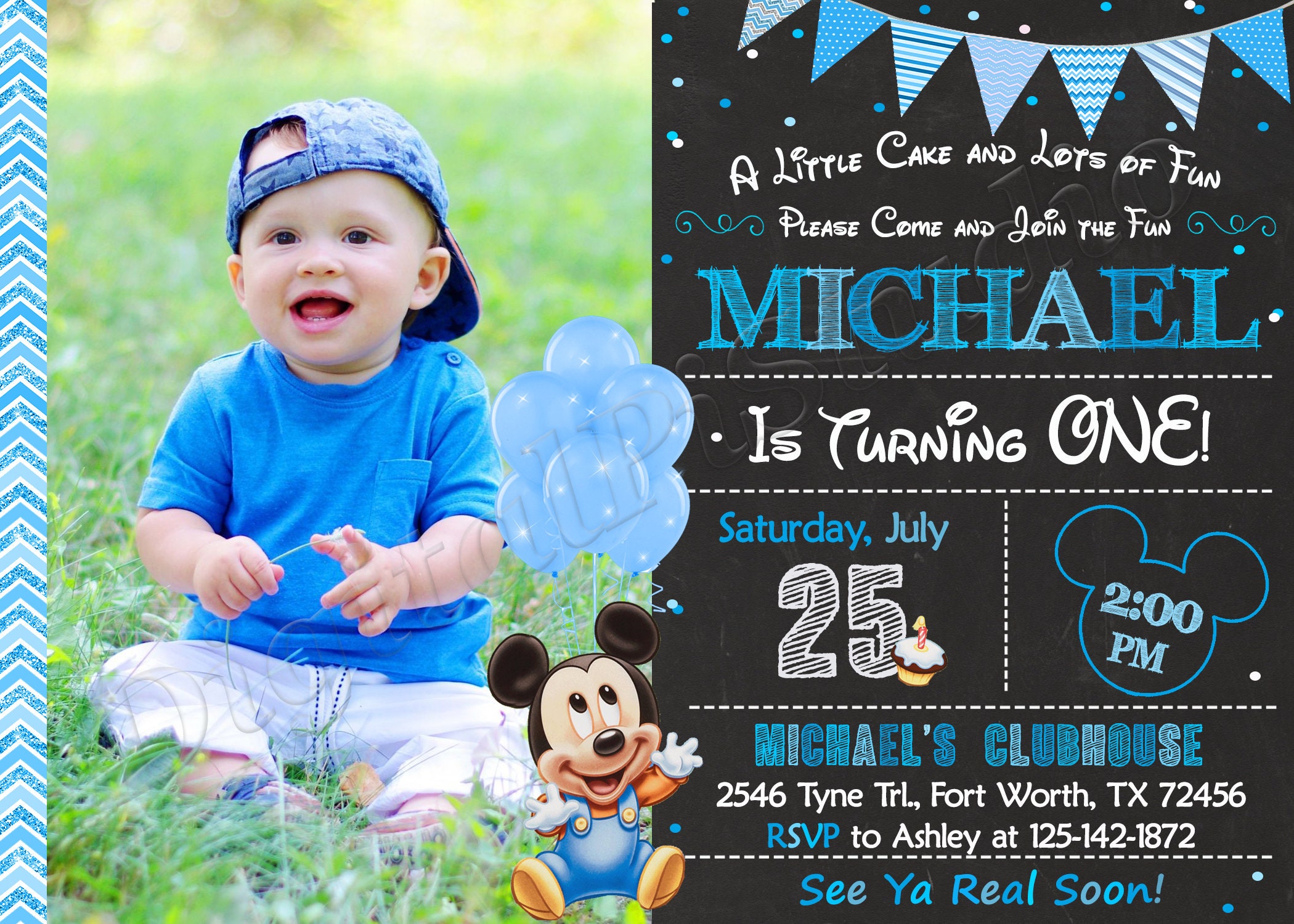 Baby Mickey Mouse Invitation Baby Mickey Mouse First Birthday ...