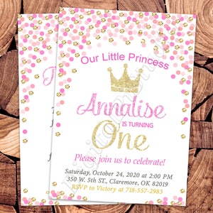 Pink and Gold Princess Birthdayeinladung Princess Party Pink und Gold Die kleine Prinzessin Birthday Pink und Gold die kleine Prinzessin Birthday