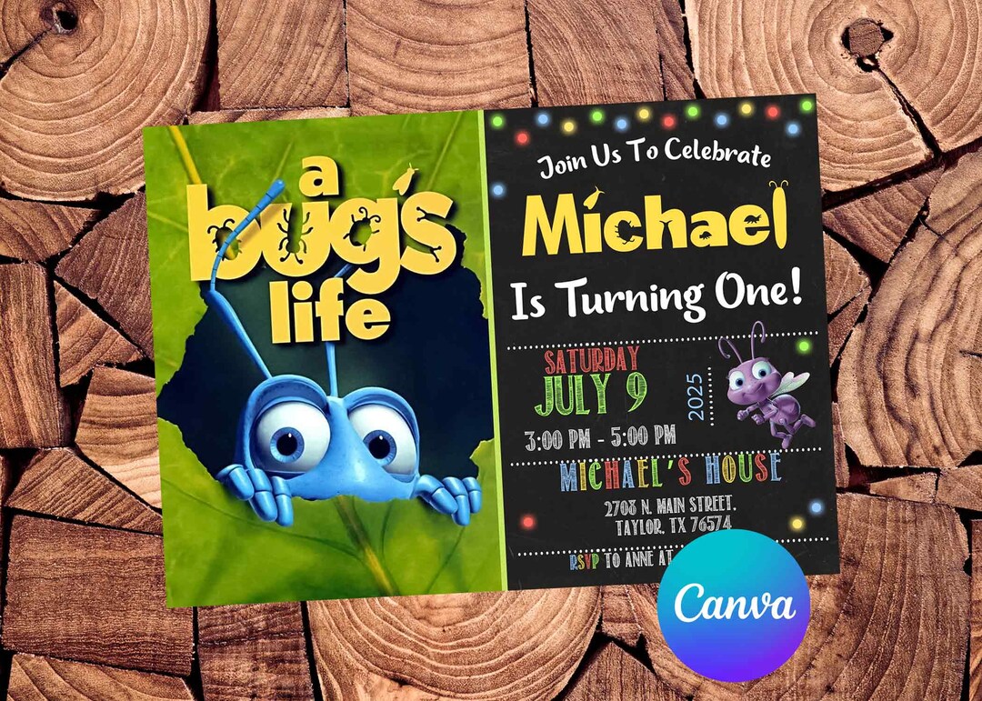 A Bug's Life Invitation A Bugs Life Birthday Invitation A Bugs Life ...