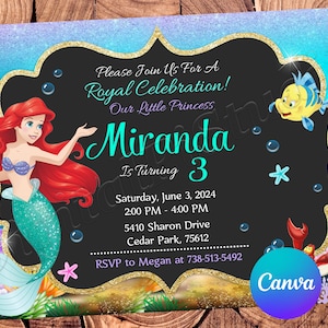 Little Mermaid Invitation Little Mermaid Birthday Invitation Ariel Party Little Mermaid Invites Ariel Editable Invitation Digital Card