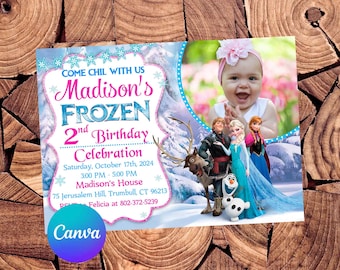 Invitación de Frozen Invitación de cumpleaños de Frozen Fiesta de Frozen Invitaciones de Frozen Invitación editable de Frozen Invitación digital de Frozen
