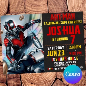 Ant-Man Invitation Ant-Man Birthday Invitation Ant-Man Party Ant-Man Editable Invitation Digital Printable File