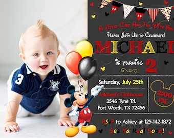 Mickey Mouse Invitation Mickey Mouse Birthday Invitation Mickey Mouse Party Mickey Mouse Digital File Mickey Mouse Printable File