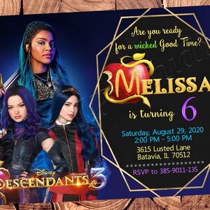 Faire-part des descendants Faire-part d'anniversaire des descendants Descendants fête des descendants Fichier numérique Descendants Fichier imprimable