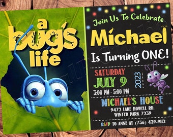 Zaproszenie na Bug's Life Urodziny Bugs Life Impreza Bugs Life Zaproszenie Bugs Life Zaproszenia Bugs Life Karta Bug's Life