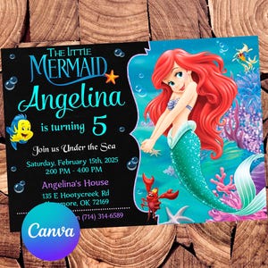 Little Mermaid Invitation Little Mermaid Birthday Invitation Ariel Party Little Mermaid Invites Ariel Editable Invitation Digital Card