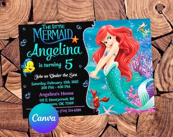 Little Mermaid Invitation Little Mermaid Birthday Invitation Ariel Party Little Mermaid Invites Ariel Editable Invitation Digital Card