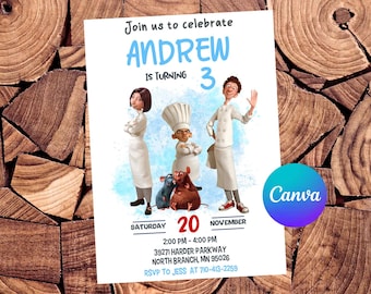 Ratatouille Invitation Ratatouille Birthday Invitation Ratatouille Party Ratatouille Editable Invitation Digital File
