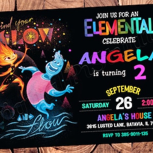 Invitación elemental Cumpleaños elemental Fiesta elemental Invitación elemental Invitaciones elementales Tarjeta elemental Imprimible elemental